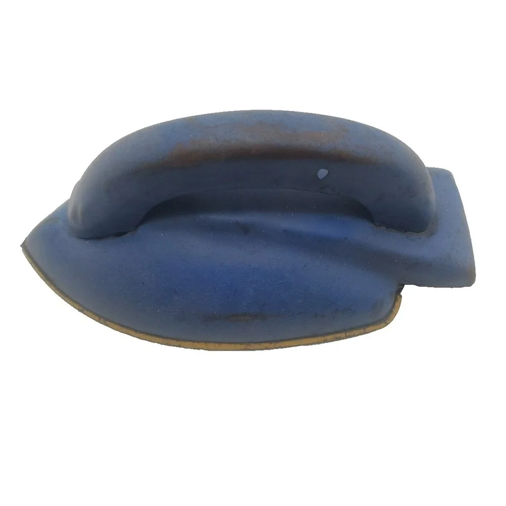 Vintage Mid Century Modern Painted Tin Toy Blue Iron Pretend Play Childrens‎ Toy